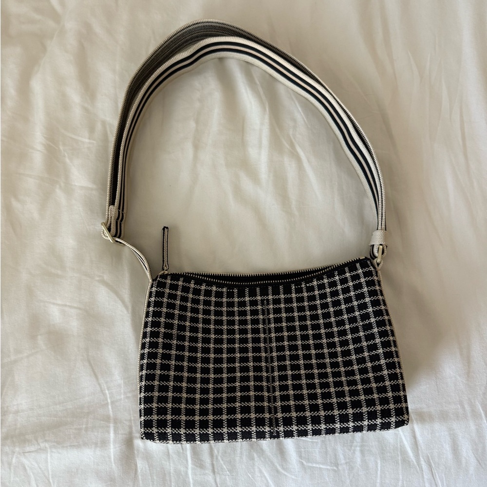 Rothy's The Casual Crossbody - Black And Ivory Grid